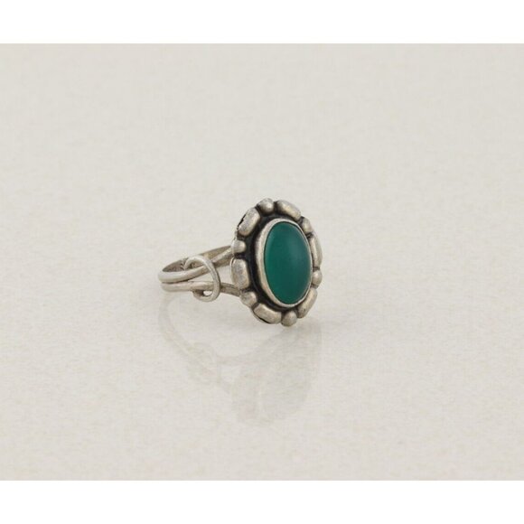 Sterling Silver Green Onyx Ring Size 9 3/4 - Picture 5 of 7